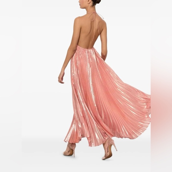 Alice + Olivia Adalyn Backless Pleated Halter Dress (D11) - Picture 8 of 8